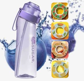 Fruit Fragrance Water Bottle, Scent Water Cup, Flavor Pods for Water Bottle 650ML (Color: Purple)