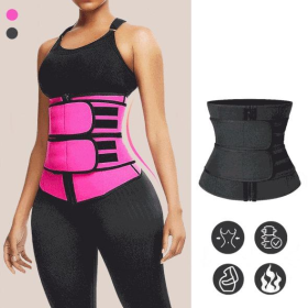 Modeling strap Neoprene Sauna Waist Trainer Corset Sweat Belt for Women Weight Loss Compression Trimmer Tummy Control Strap (Color: PINK, size: L)